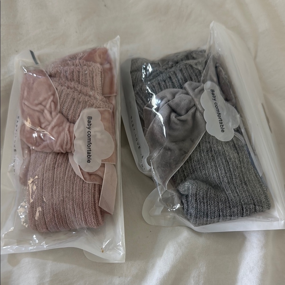 Cozy Baby Knee‎ High Sock Set - Pink and Gray
